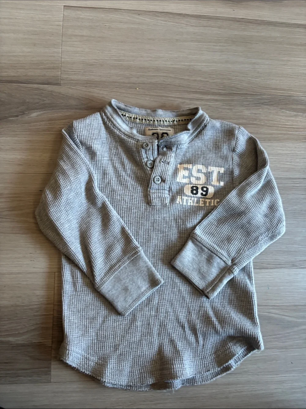 The Children's Place Gray Waffle-Knit Henley Long Sleeve Top
